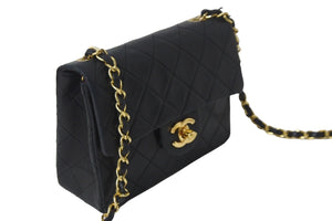 CHANEL シャネル ショルダーバッグ ミニマトラッセ ココマーク ブラック 1番台 ラムスキン ゴールド金具 美品 中古 54983