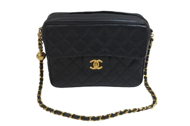 CHANEL シャネル ショルダーバッグ チェーン マトラッセ ココボール ブラック キャビアスキン ゴールド金具 美品 中古 54987