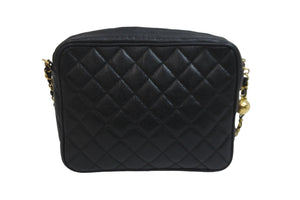 CHANEL シャネル ショルダーバッグ チェーン マトラッセ ココボール ブラック キャビアスキン ゴールド金具 美品 中古 54987