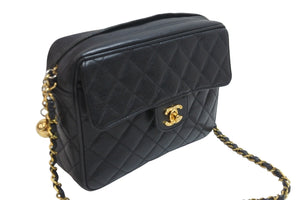 CHANEL シャネル ショルダーバッグ チェーン マトラッセ ココボール ブラック キャビアスキン ゴールド金具 美品 中古 54987