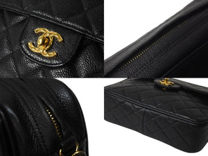 CHANEL シャネル ショルダーバッグ チェーン マトラッセ ココボール ブラック キャビアスキン ゴールド金具 美品 中古 54987