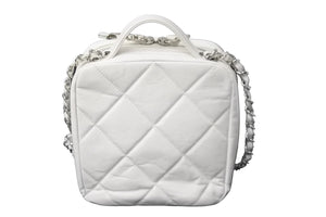 CHANEL シャネル マトラッセ チェーンショルダーバッグ スクエア ホワイト ココマーク 29番台 レザー シルバー金具 美品 中古 54988