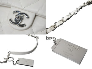 CHANEL シャネル マトラッセ チェーンショルダーバッグ スクエア ホワイト ココマーク 29番台 レザー シルバー金具 美品 中古 54988