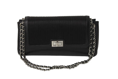 CHANEL シャネル ショルダーバッグ 2.55 チェーンショルダー ブラック シルバー金具 7番台 美品 中古 55013