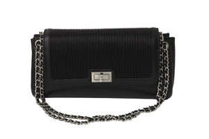 CHANEL シャネル ショルダーバッグ 2.55 チェーンショルダー ブラック シルバー金具 7番台 美品 中古 55013
