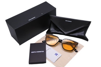 GENTLE MONSTER ジェントルモンスター サングラス メガネ 63◻︎17-149 プラスチック ブラック オレンジ シルバー 美品 中古 55024