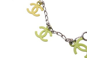 CHANEL シャネル ヴィンテージ ブレスレット ココマーク シルバーチェーン チャームブレスレット イエロー 美品 中古 55026