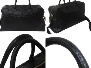 CHANEL シャネル ヴィンテージ ボストンバッグ キャビアスキン 旅行カバン 8番台 ブラック ゴールド金具 美品 中古 55040