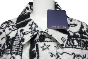 新品同様 LOUIS VUITTON ルイヴィトン 23SS LVコミックストラッカー ジャケット ブラック ホワイト M RM231 VY6 HOY60W 中古 55069