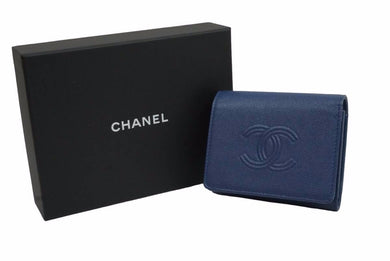 CHANEL シャネル 三つ折り財布 ウォレット 29番台 ココマーク グリーン グレインドカーフスキン シルバー金具 中古 55084