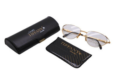 TIFFANY&Co. ティファニー サングラス メガネ 23k T360 ヴィンテージ 度無し 56◻︎18 135 ゴールド ブラック 美品 中古 55101