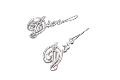 極美品 Christian Dior クリスチャンディオール ロゴ ピアス シルバー ジュエリー アクセサリー 小物 6g 中古 55115