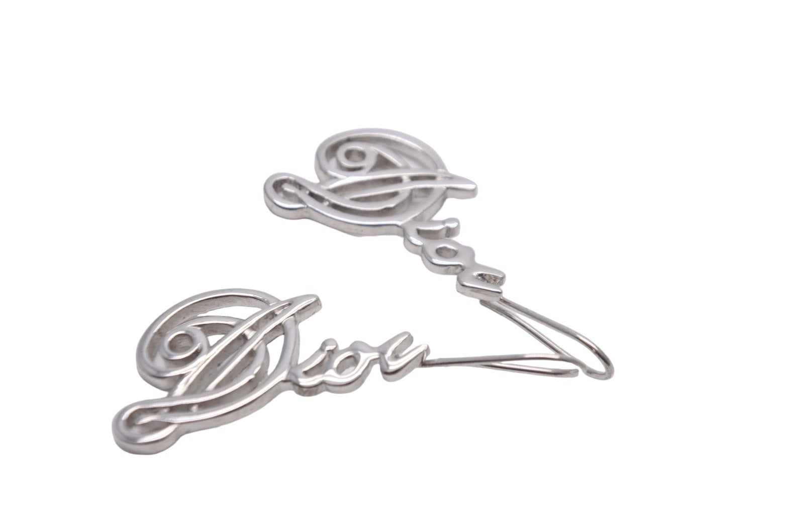 極美品 Christian Dior クリスチャンディオール ロゴ ピアス シルバー