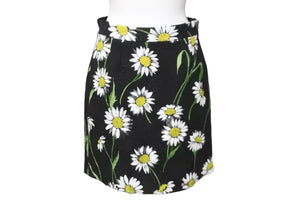 極美品 DOLCE&GABBANA ドルチェアンドガッバーナ ひまわり柄 スカート ブラック 花柄 ボトムス L52113 サイズ11/12 中古 55132