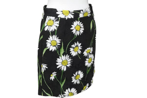 極美品 DOLCE&GABBANA ドルチェアンドガッバーナ ひまわり柄 スカート ブラック 花柄 ボトムス L52113 サイズ11/12 中古 55132