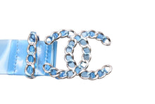 Load image into Gallery viewer, CHANEL シャネル ココマーク ベルト ビニール ブルー クリア シルバー金具 B18S 2018年 美品 中古 55147