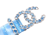 Load image into Gallery viewer, CHANEL シャネル ココマーク ベルト ビニール ブルー クリア シルバー金具 B18S 2018年 美品 中古 55147