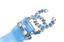 Load image into Gallery viewer, CHANEL シャネル ココマーク ベルト ビニール ブルー クリア シルバー金具 B18S 2018年 美品 中古 55147