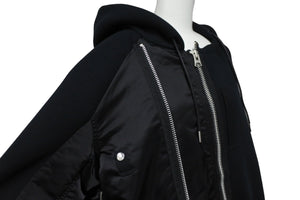 Sacai サカイ スウェット ブルゾン SPONGE SWEAT HOODIE 23-03173M AW23 再構築 ブラック ネイビー サイズ4 美品 中古 55152 