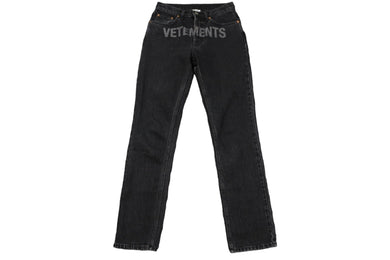 VETEMENTS ヴェトモン デニムパンツ フロントロゴプリント スキニーデニム 20AW 14038 WAH21PA135 シルバー金具 美品 中古 55196 
