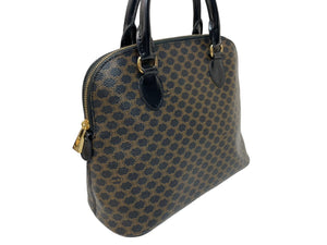 極美品 CELINE セリーヌ ハンドバッグ DM99/1 マカダム柄 ゴールド金具 PVC レザー ブラック 中古 55238