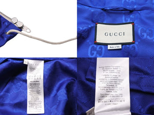 極美品 GUCCI グッチ 日本限定 GUCCI Off The Grid ジップアップジャケット GG柄 ブルー ポリリアミド 42 631892 Z8AK7 中古 55269 