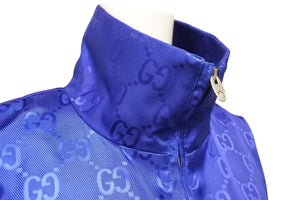 極美品 GUCCI グッチ 日本限定 GUCCI Off The Grid ジップアップジャケット GG柄 ブルー ポリリアミド 42 631892 Z8AK7 中古 55269 