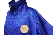 画像をギャラリービューアに読み込む, 極美品 GUCCI グッチ 日本限定 GUCCI Off The Grid ジップアップジャケット GG柄 ブルー ポリリアミド 42 631892 Z8AK7 中古 55269 