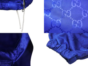 極美品 GUCCI グッチ 日本限定 GUCCI Off The Grid ジップアップジャケット GG柄 ブルー ポリリアミド 42 631892 Z8AK7 中古 55269 