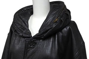 ISSEY MIYAKE イッセイミヤケ ジャケット ツモリチサト ショールカラー 80s ヴィンテージ ブラック 羊革 M RQ63010 良品 中古 55294