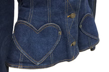 Load image into Gallery viewer, Christian Dior クリスチャンディオール デニムハートジャケット フレア ジョンガリアーノ 5A12022181 コットン 38 美品 中古 55300