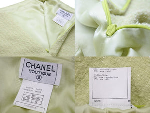 極美品 CHANEL シャネル ツイードセットアップ ココマークボタン ラメ グリーン P05174V04072 サイズ38 中古 55303