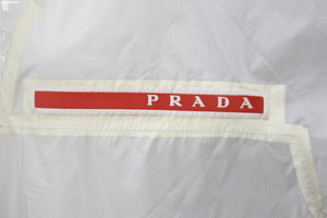 PRADA プラダ リネアロッサ フード付リップストップ レインコート LR-LX039 ホワイトレッド サイズXS 美品 中古 55308 