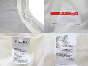 PRADA プラダ リネアロッサ フード付リップストップ レインコート LR-LX039 ホワイトレッド サイズXS 美品 中古 55308 