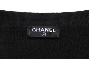 CHANEL シャネル カーディガン ココマークボタン P42011W04956 タグ無し カシミヤ ニット ブラック ホワイト 美品 中古 55319