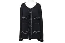 Load image into Gallery viewer, CHANEL シャネル カーディガン ココマークボタン P42011W04956 タグ無し カシミヤ ニット ブラック ホワイト 美品 中古 55319