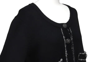 CHANEL シャネル カーディガン ココマークボタン P42011W04956 タグ無し カシミヤ ニット ブラック ホワイト 美品 中古 55319