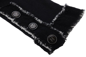CHANEL シャネル カーディガン ココマークボタン P42011W04956 タグ無し カシミヤ ニット ブラック ホワイト 美品 中古 55319
