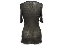 Load image into Gallery viewer, 極美品 CHANEL シャネル ココマーク ニット カットソー 99P カーキ Vネック 半袖 ロゴ P12593V00565 トップス サイズ40 中古 55323