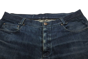 CHROME HEARTS クロムハーツ レザークロスパッチデニムパンツ ブルー ブラック シルバー金具 サイズ36 美品 中古 55339 