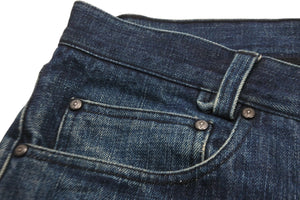 CHROME HEARTS クロムハーツ レザークロスパッチデニムパンツ ブルー ブラック シルバー金具 サイズ36 美品 中古 55339 