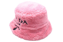 Load image into Gallery viewer, 極美品 PRADA プラダ バケットハット エンブロイダリーロゴテリークロス 刺繍 1HC1372DXO ポリエステル ピンク M 中古 55347
