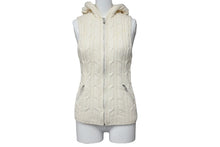 Load image into Gallery viewer, CHROME HEARTS クロムハーツ ダガージップ ニットベスト フード ホワイト シルバー925 カシミヤ サイズS 美品 中古 55352