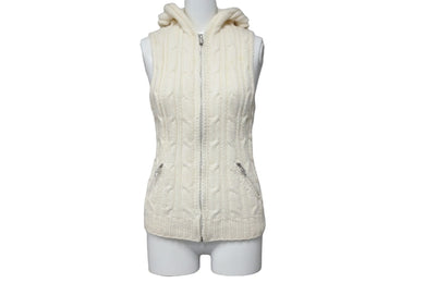 CHROME HEARTS クロムハーツ ダガージップ ニットベスト フード ホワイト シルバー925 カシミヤ サイズS 美品 中古 55352