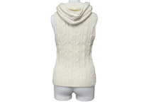 Load image into Gallery viewer, CHROME HEARTS クロムハーツ ダガージップ ニットベスト フード ホワイト シルバー925 カシミヤ サイズS 美品 中古 55352