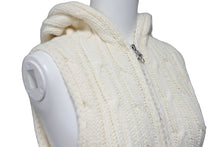 Load image into Gallery viewer, CHROME HEARTS クロムハーツ ダガージップ ニットベスト フード ホワイト シルバー925 カシミヤ サイズS 美品 中古 55352