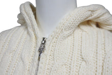 Load image into Gallery viewer, CHROME HEARTS クロムハーツ ダガージップ ニットベスト フード ホワイト シルバー925 カシミヤ サイズS 美品 中古 55352