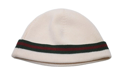 GUCCI グッチ ニット ニット帽 ニットキャップ ビーニー ウール ローゲージ ウェビングライン サイズ L 美品 中古 55356