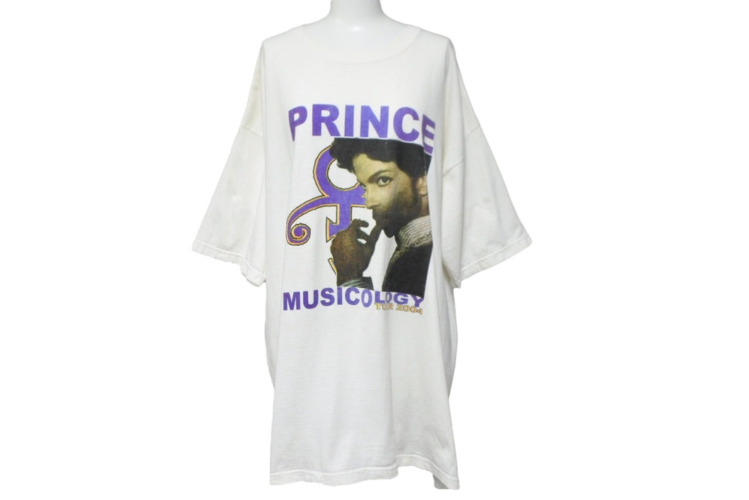 Prince プリンス MUSICOLOGY TOUR Vintage T-shirt 半袖Ｔシャツ 2004年 ツアー ホワイト コットン 美品 中古 55368