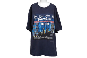 Yankees ヤンキース world series chmpions 199 Tシャツ 半袖 ネイビー サイズ L 美品 中古 55375